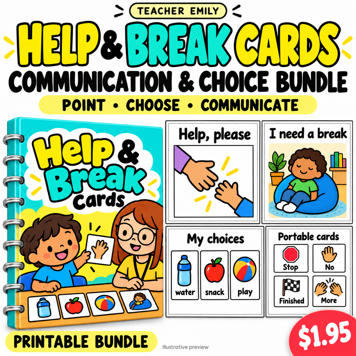 Help, Break & Choice Communication Cards Bundle