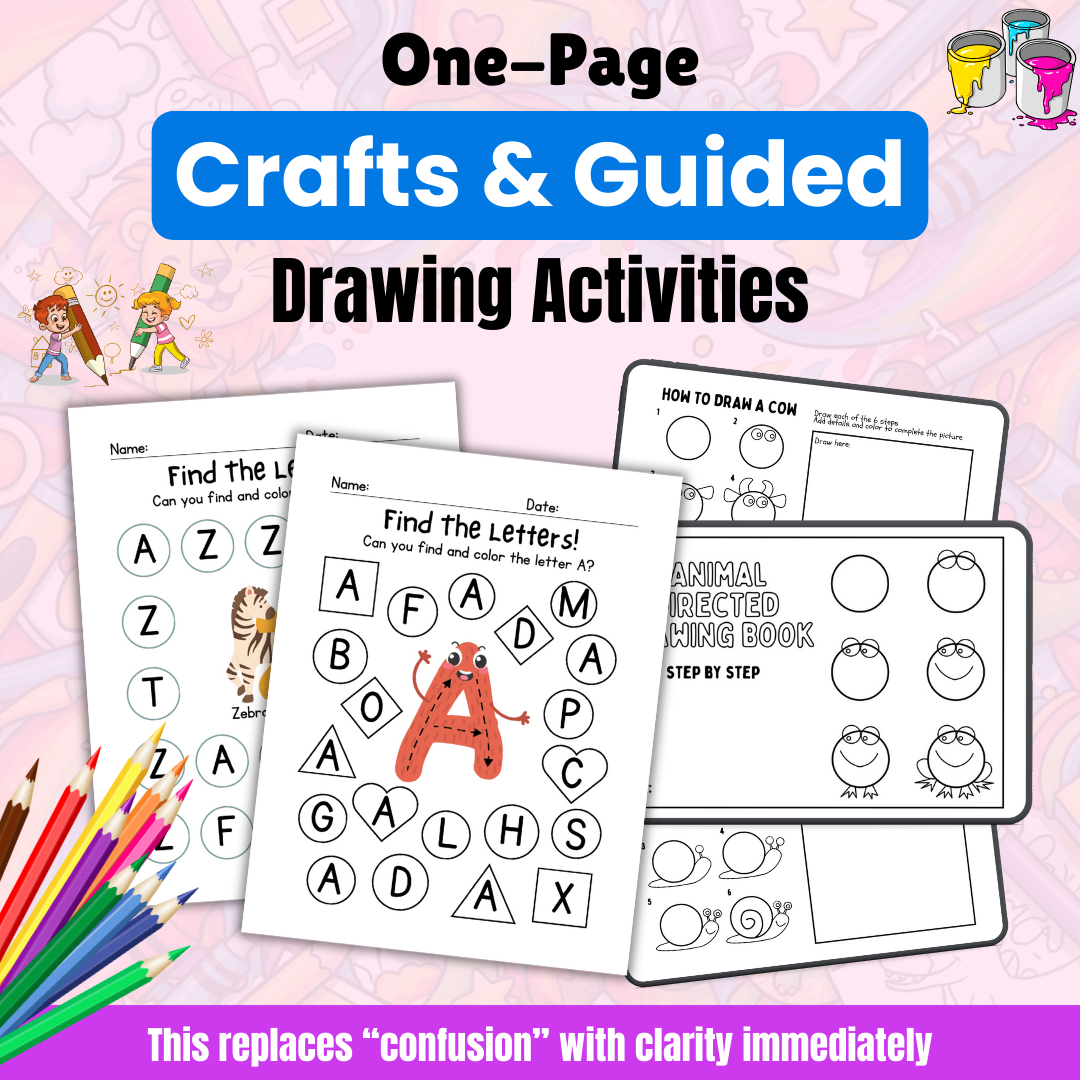 One-Page Crafts & Guided Drawing Activity Bundle