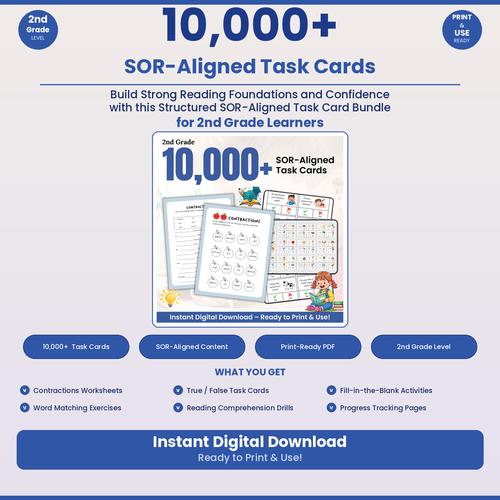 2nd grade 10,000+ SOR Aligned Task Cards MEGA BUNDLE