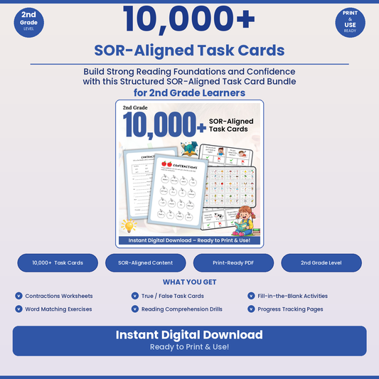 2nd grade 10,000+ SOR Aligned Task Cards MEGA BUNDLE