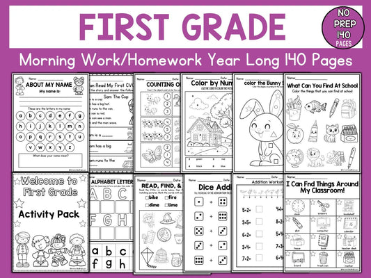 140 First Grade morning work Review Worksheets