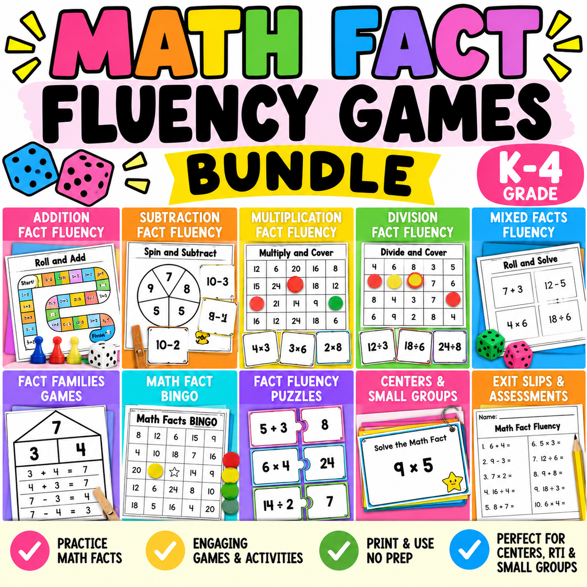 Math Fact Fluency Games Bundle
