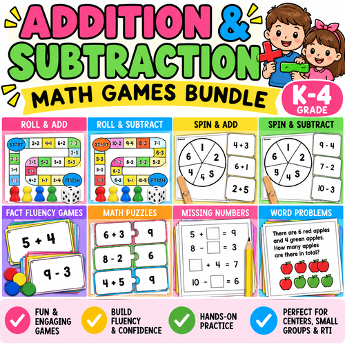 Addition & Subtraction Math Games Bundle