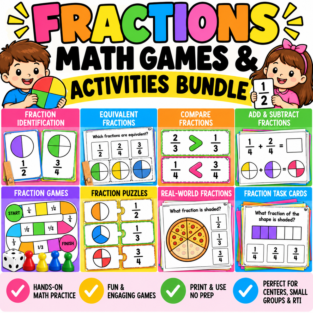 Fractions Math Games & Activities Bundle