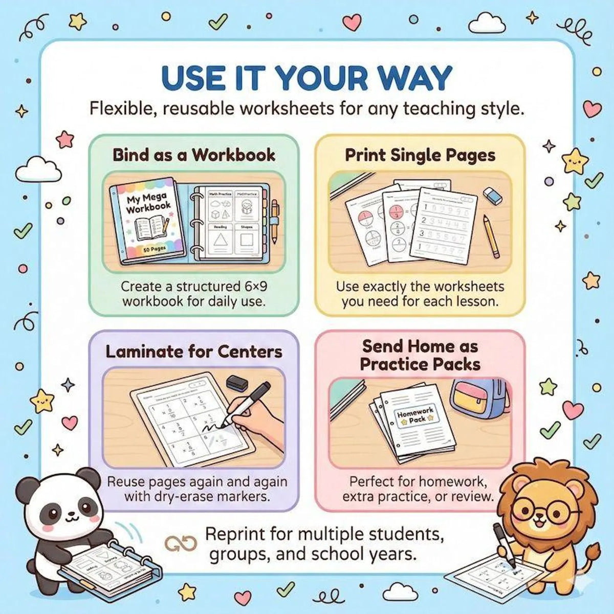 1st Grade Mega Workbook – 1000+ Math and Reading Activities
