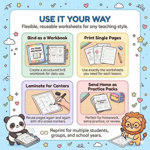1st Grade Mega Workbook – 1000+ Math and Reading Activities