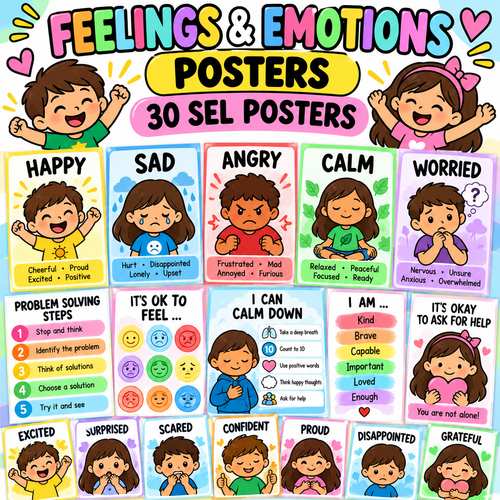 Feelings & Emotions Posters | 30 SEL Posters